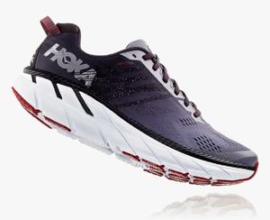 Hoka One One Men's Clifton 6 Wide Road Running Shoes Purple/Black Canada Online [VHMPK-3094]